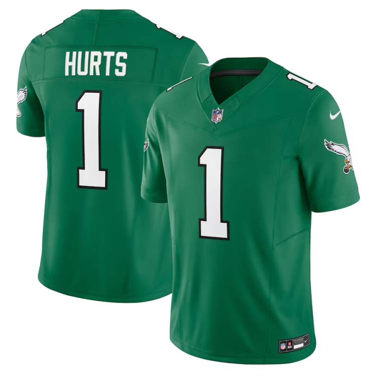 Men's Philadelphia Eagles #1 Hurts 2023 Kelly Green Vapor F.U.S.E. Limited Jersey