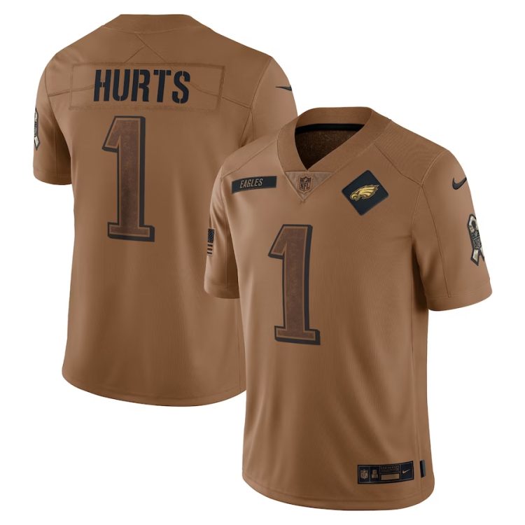Men's Philadelphia Eagles #1 Hurts 2023 Salute To Service Limited Jersey